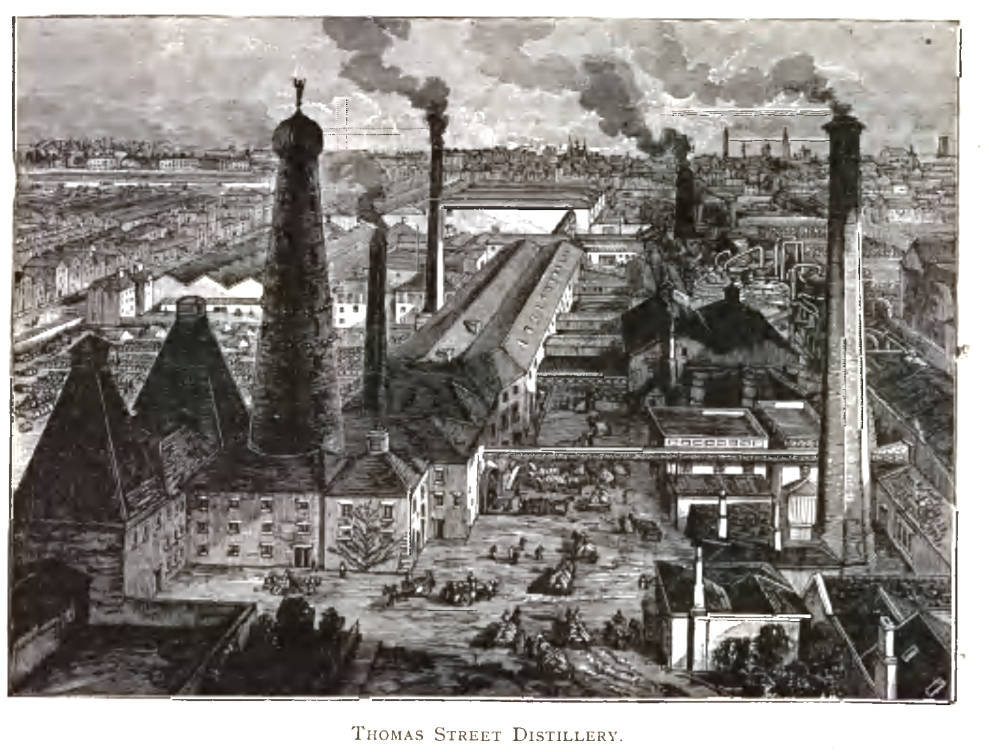 A sketch of the Thomas Street Distillery circa. 1892.
